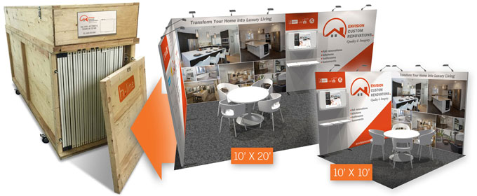 H-line booth crate fits 10' x 10' and 10' x 20' exhibits